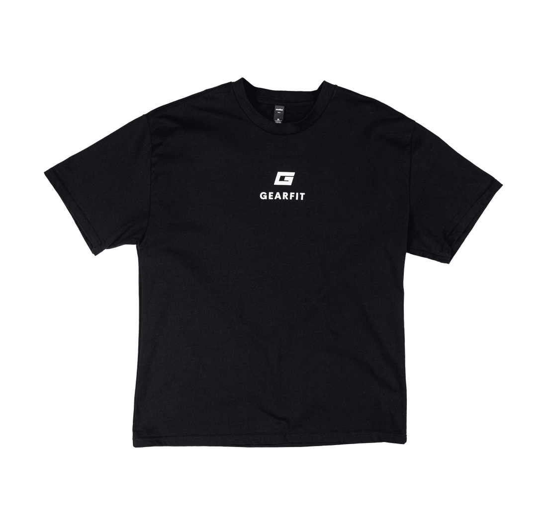 GearFit Oversized Active Tee in black, studio product photo
