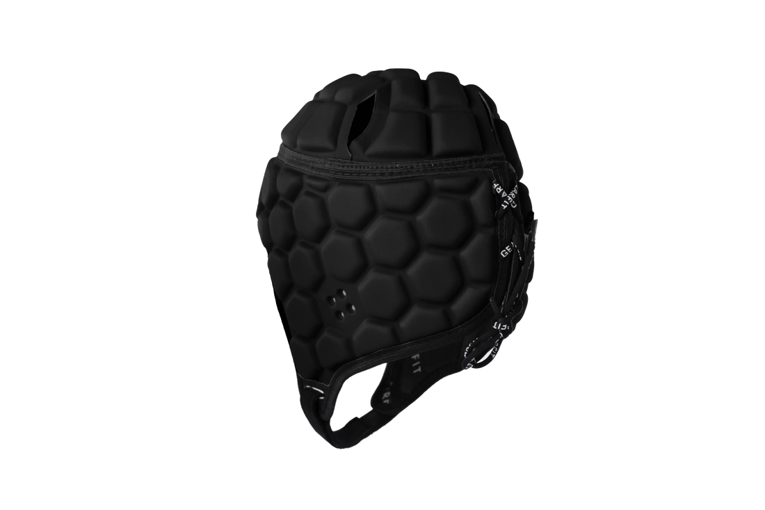 GearFit rugby headgear in black, side view
