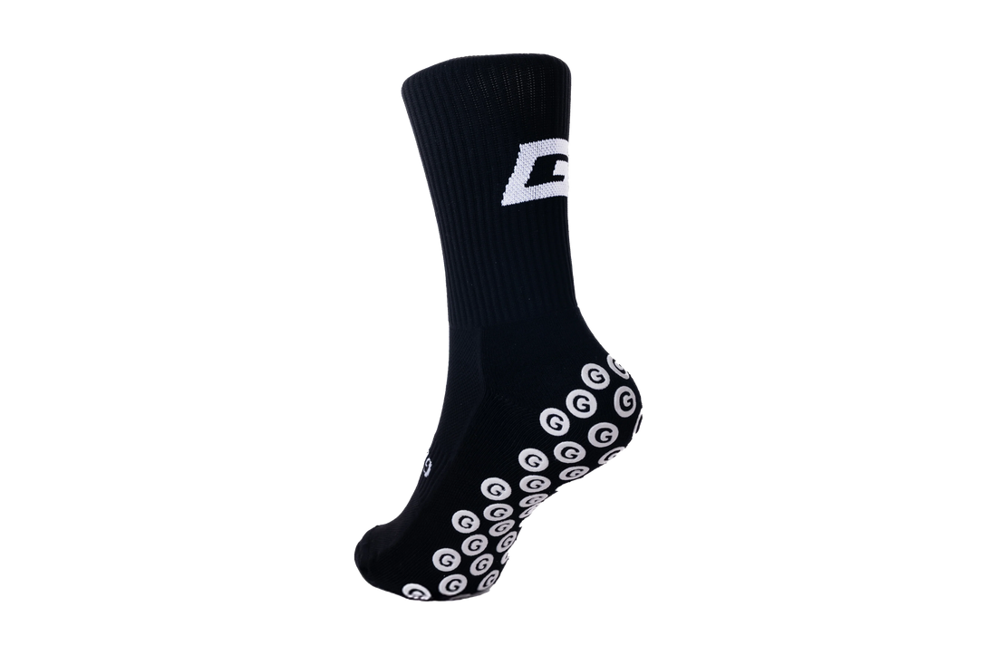 GearFit Eclipse grip socks in all black, back view