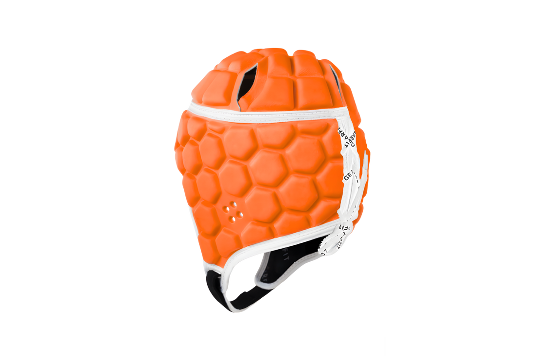 GearFit Phoenix rugby headgear in bright orange