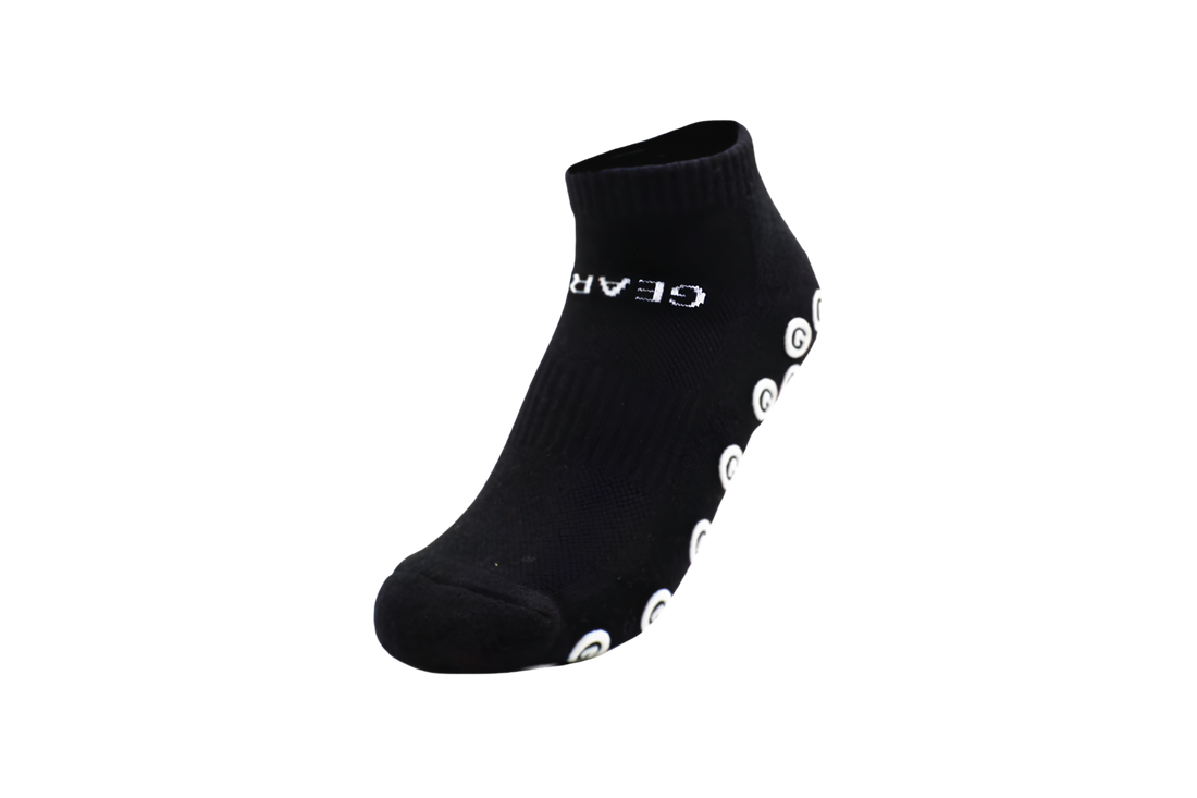GearFit Eclipse Pilates grip socks in black, alternate view