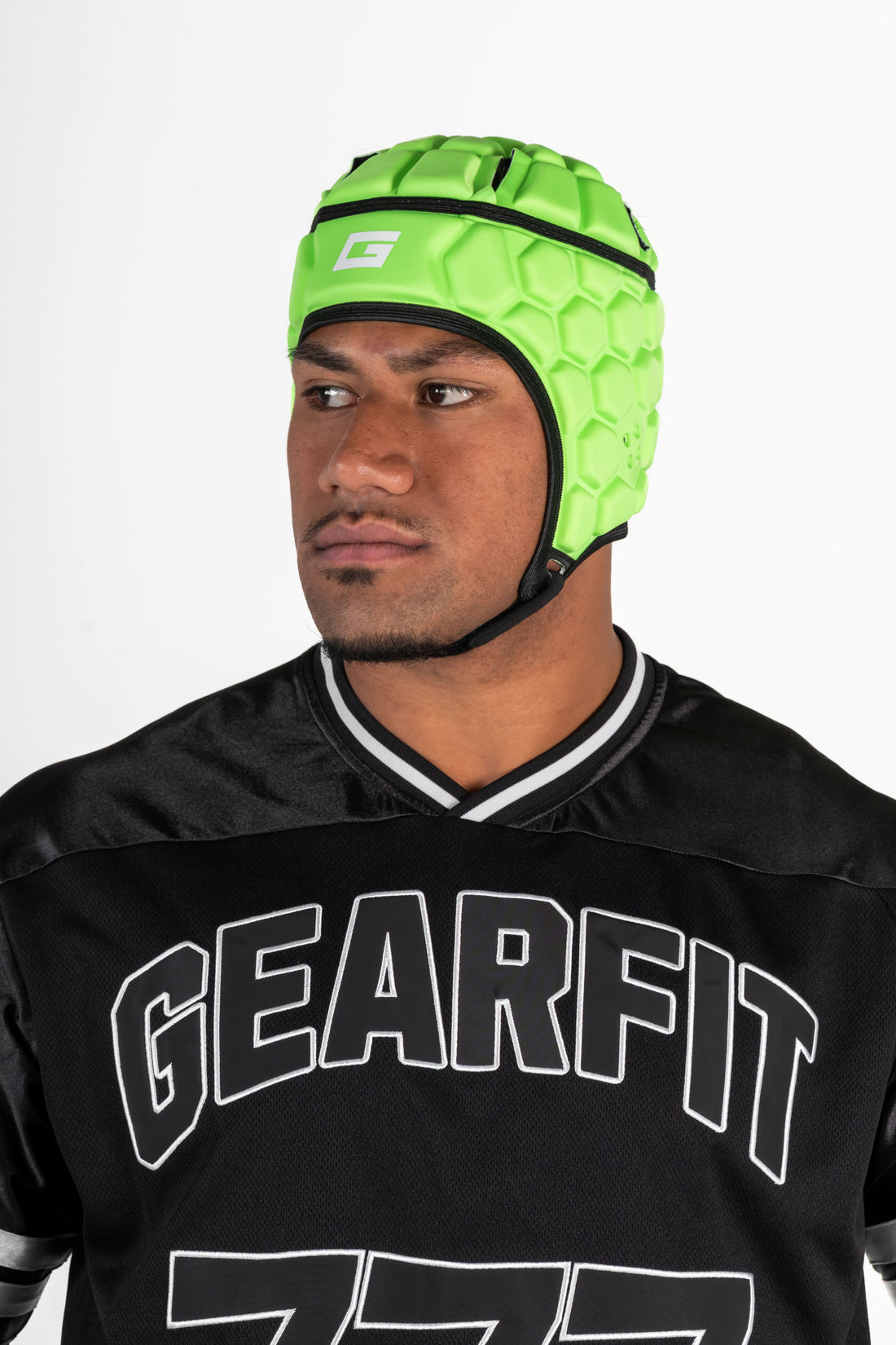 GearFit Lime rugby headgear in lime green