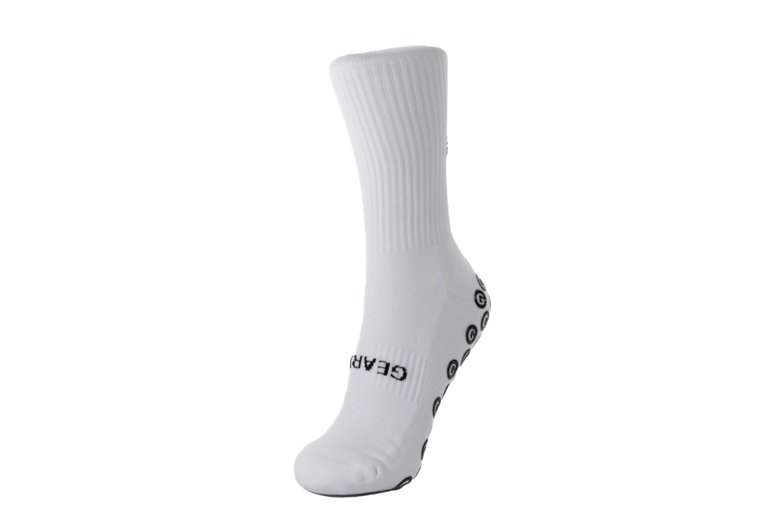 GearFit Halo grip socks in white, front view