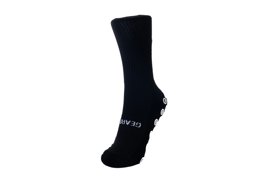 GearFit Eclipse grip socks in all black, front view