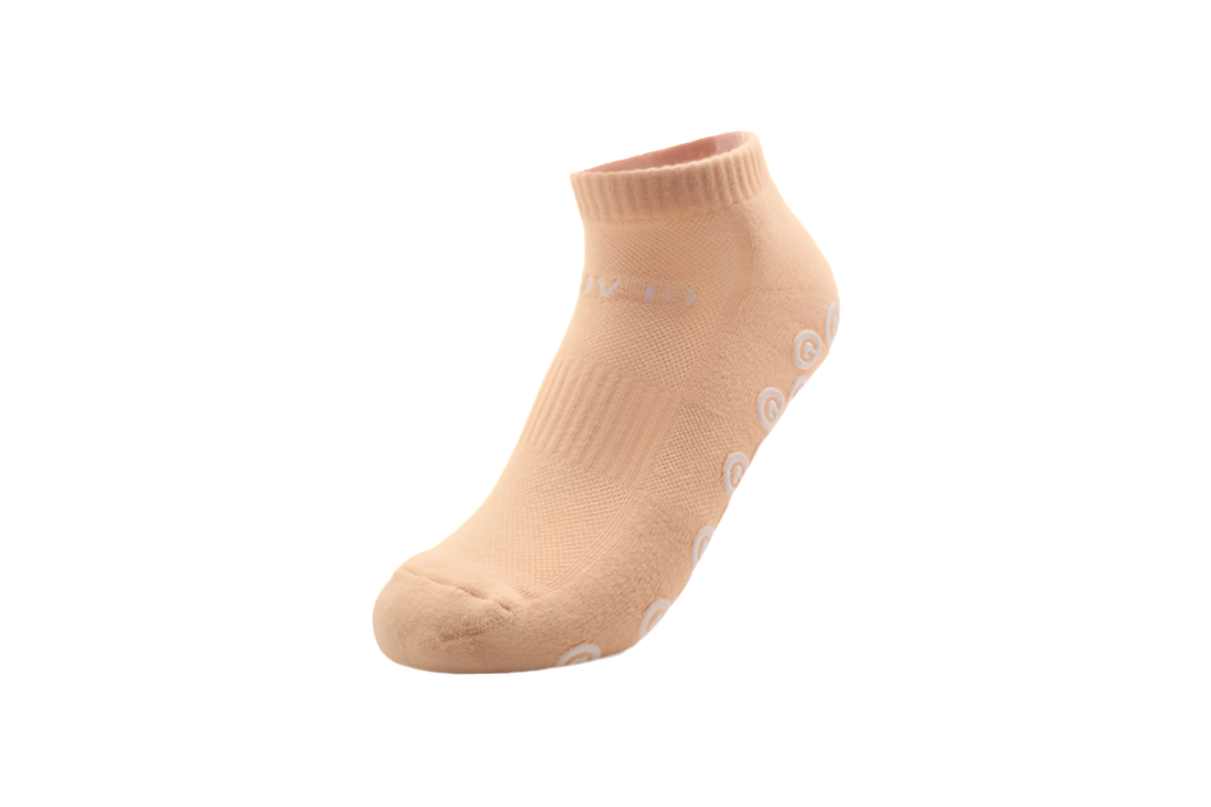 GearFit Nude Pilates grip socks in beige, alternate view