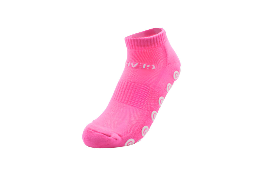 GearFit Rosé Pilates grip socks in pink, alternate view